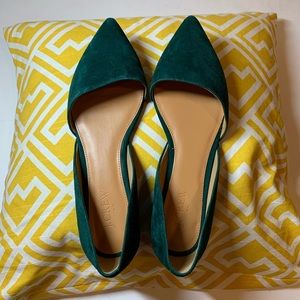 J. Crew Factory Green Zoe D’orsay Flat